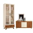 Cristaleira Com Adega E Buffet Aparador Ester Mel Off White T