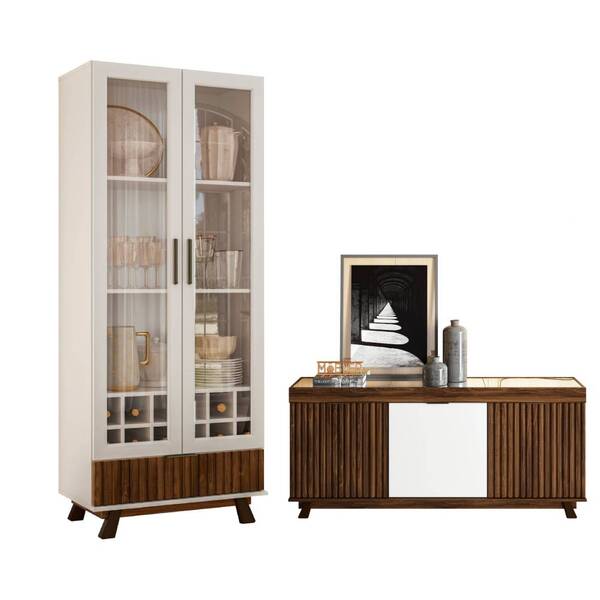 Cristaleira Com Adega E Buffet Aparador New Ariel Castanho Wo