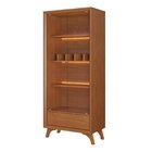 Cristaleira Com Adega E Iluminação Led Com Pés Em Madeira Mac