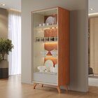 Cristaleira Com Adega E Iluminação Led Com Pés Em Madeira Mac