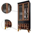 Cristaleira Com Adega Laura 2 Portas 1 Gaveta Nature Preto Ta