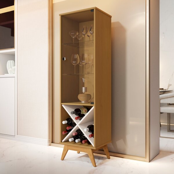 Cristaleira Com Adega Nature/pérola Jb Bechara Nature/pérola