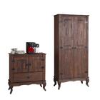 Cristaleira Com Aparador Rústico Madeira Maciça Marrom Denk