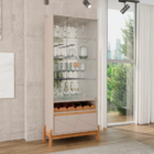 Cristaleira Com Espelho 2 Portas London Off White Cedro