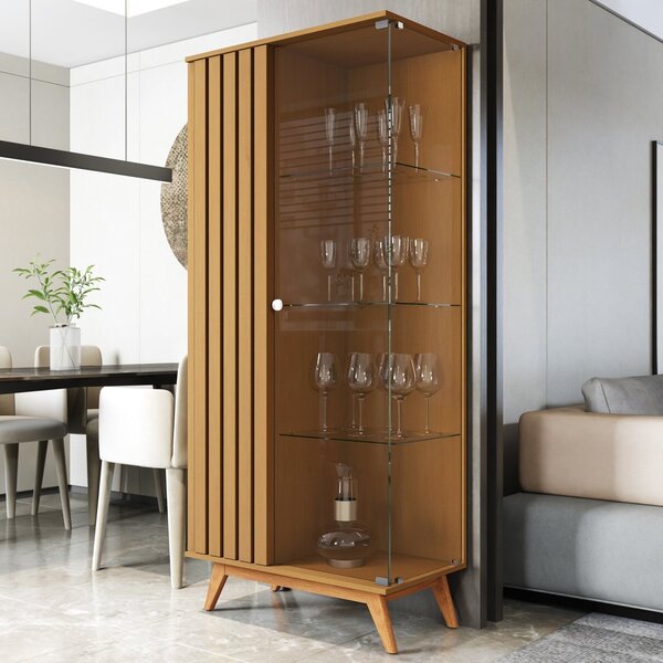 Cristaleira Com Lateral E Porta Ripada Jb Açaí Vidro Temp 4mm