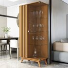 Cristaleira Com Lateral E Porta Ripada Jb Açaí Vidro Temp 4mm