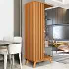 Cristaleira Com Lateral E Porta Ripada Pés Em Madeira Vidro A