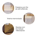 Cristaleira Com Led 2 Portas 2 Gavetas Com Marmorizado Ibiza