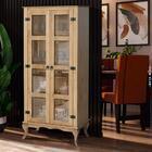 Cristaleira Com Portas Em Vidro De Madeira Maciça Mel