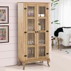 Cristaleira Com Portas Em Vidro De Madeira Maciça Mel