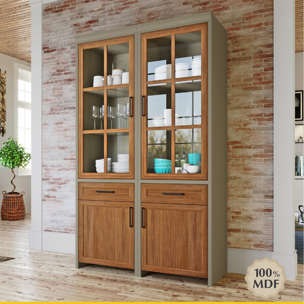 Cristaleira Com Vidro 4 Portas 2 Gaveta Nesher