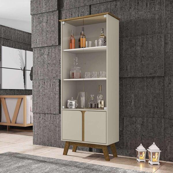 Cristaleira Com Vidros E 4 Portas Retrô 70cm Multimóveis Cr50