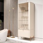 Cristaleira Curva 3 Prateleiras E Portas Em Vidro Puxador E P