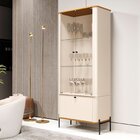 Cristaleira Curva 3 Prateleiras E Portas Em Vidro Puxador E P