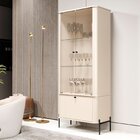 Cristaleira Curva 3 Prateleiras E Portas Em Vidro Puxador E P