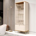 Cristaleira Curva 3 Prateleiras E Portas Em Vidro Puxador E P