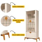 Cristaleira Curva Com Puxador E Pés Em Madeira Maciça Offwhite