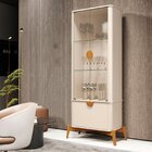 Cristaleira Curva Com Puxador E Pés Em Madeira Maciça Offwhite