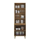 Cristaleira De 70 Cm Com 4 Portas Ipê/cristalo