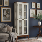 Cristaleira De Madeira 2 Portas Pés Luiz Xv Cor Nude Laca Com