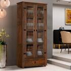 Cristaleira De Madeira Antiga Rústica 2 Portas Imbuia Evyana