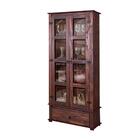 Cristaleira De Madeira Antiga Rústica 2 Portas Imbuia Evyana