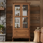 Cristaleira De Madeira Colonial Com Espelho 2 Portas 3 Pratel