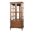 Cristaleira De Madeira Colonial Com Espelho 2 Portas 3 Pratel