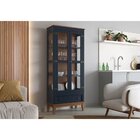 Cristaleira De Madeira Maciça 2 Portas + 1 Gaveta Azul Petról