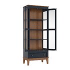 Cristaleira De Madeira Maciça 2 Portas + 1 Gaveta Azul Petról