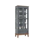 Cristaleira De Madeira Maciça 2 Portas + 1 Gaveta Cinza