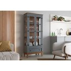 Cristaleira De Madeira Maciça 2 Portas + 1 Gaveta Cinza - fun