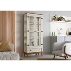 Cristaleira De Madeira Maciça 2 Portas + 1 Gaveta Off White