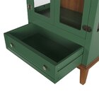 Cristaleira De Madeira Maciça 2 Portas + 1 Gaveta Verde - Fun