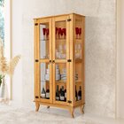 Cristaleira De Madeira Maciça 2 Portas De Vidro Luma Imbuia