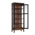 Cristaleira De Madeira Maciça 2 Portas Preto - Fundo Amêndoa