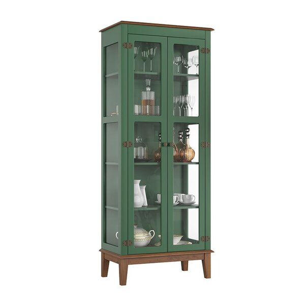 Cristaleira De Madeira Maciça 2 Portas Verde