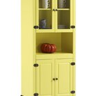 Cristaleira De Madeira Maciça 4 Portas Amarelo Lemon
