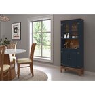 Cristaleira De Madeira Maciça 4 Portas Azul Petróleo - Fundo