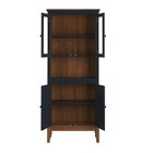 Cristaleira De Madeira Maciça 4 Portas Azul Petróleo - Fundo