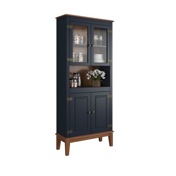 Cristaleira De Madeira Maciça 4 Portas Azul Petróleo - Fundo