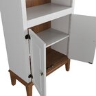 Cristaleira De Madeira Maciça 4 Portas Branca - Fundo Amêndoa