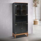 Cristaleira De Madeira Maciça 4 Portas Preto