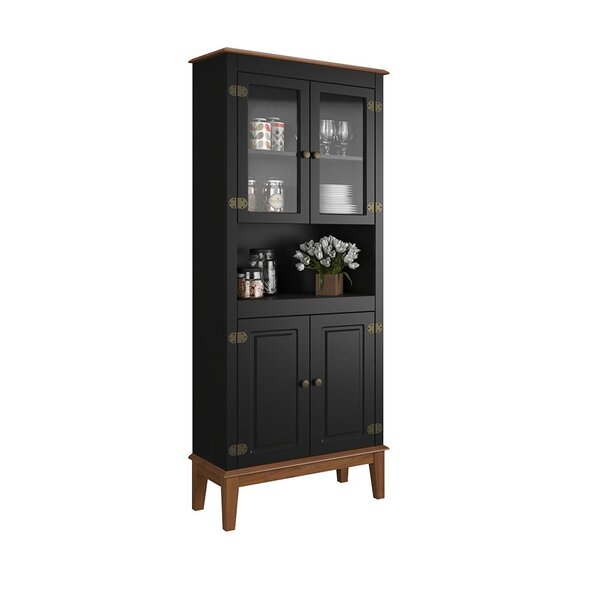 Cristaleira De Madeira Maciça 4 Portas Preto