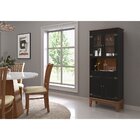 Cristaleira De Madeira Maciça 4 Portas Preto - Fundo Amêndoa