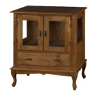 Cristaleira De Madeira Rústica 2 Portas 1 Gaveta Espelho Vidr