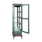 Cristaleira De Madeira Rústica Com 1 Porta, 1 Gaveta, Vidro E