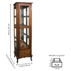 Cristaleira De Madeira Rústico 1 Porta 1 Gaveta Pés Luiz Xv V