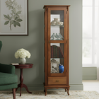 Cristaleira De Madeira Rústico 1 Porta 1 Gaveta Pés Luiz Xv V