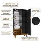 Cristaleira De Vidro 2 Portas Led Ripado Preto Fosco Naturall